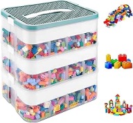 Pudełko na Zabawki Pojemnik na Klocki Lego 3 Poziomy z Przegródkami