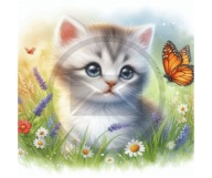 Panel z nadrukiem wodoodporny na torbę 45/45cm kot kociak oxford