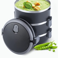 Termos obiadowy 3 częściowy stal nierdzewna Lamart LT6023 1,8l czarny