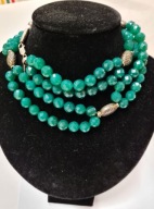 korale naszyjnik chalcedon fasetowany + srebro 925 / stare, eleganckie