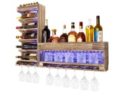 Stojak półka na wino kieliszki ścienny 4 poziomy Vintage