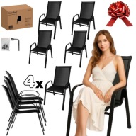 ZESTAW 4 KRZESEŁ OGRODOWYCH METALOWYCH NA TARAS BALKON OGRÓD MOCNE WYGODNE!