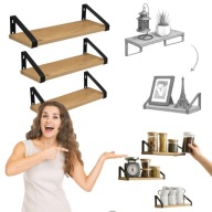 ZESTAW PÓŁEK ŚCIENNYCH WISZĄCYCH DĄB CRAFT 3 SZTUKI LOFT DO SALONU KUCHNI