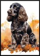 A2 59,4x42 PLAKAT OBRAZ PIES COCKER SPANIEL, JESIEŃ AKWARELA, DO SALONU...