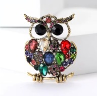 Broszka Kryształowa Sowa Mądrość Szczęście Dzień Nauczyciela Ozdoba