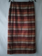 Spódnica w pomarańczowo brązową kratę (30%wełny) - 38