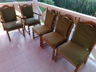 Krzesła Fotele Drewno Stare Solidne Ładne Zielony Welur Zadbane