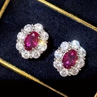 KOLCZYKI DŁUGIE WISZĄCE DIAMENTY vintage kwiatki vintage diamentem czerwone