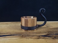 Kufel drewniany z kutym uchwytem 250ml Dąb Jesion