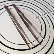 Pęsety precyzyjne Z BLOKADĄ zakrzywiona prosta do elektroniki ZESTAW 2 szt.