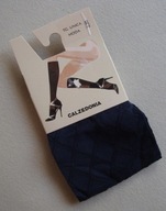 CALZEDONIA podkolanówki granatowe szafirowe w romby z prześwitami UNI