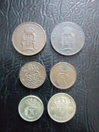 Zestaw sześciu starych monet Skandynawia