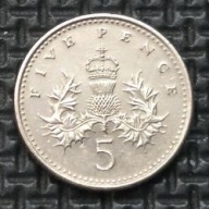 *WIELKA BRYTANIA [0158] *5 PENCE 1990 Elizabeth II, rośliny Oset