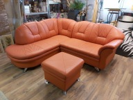 Narożnik + puf - MARKOWY - SKÓRA NATURALNA