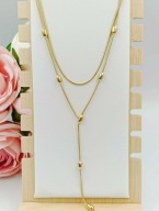 Blueberry elegancki naszyjnik złoty podwójny z kuleczkami– stal 316L