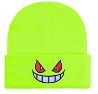 Czapka Beanie Gengar Pokemon Ciepła Jesienna Neonowa Zieleń