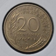 *FRANCJA [0112]*20 centymów CENTIMES 1968 Piąta Republika, Marianna Rośliny