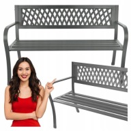 Ławka z oparciem ogrodowa metalowa parkowa taras balkon cmentarna grafitowa