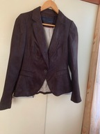 36 S Zara taliowana marynarka brązowa ala zamsz ciemny brąz żakiet