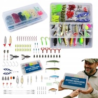 SKRZYNKA WĘDKARSKA ZESTAW PRZYNĘT NA RYBY AKCESORIA 120 ELEMENTÓW PREZENT