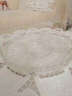 Kryształowy talerz z przegródkami na przekąski z czasów PRL