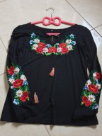 CZARNA HAFTOWANA GÓRALSKA BLUZECZKA S