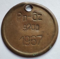 Żeton kolejowy Pn-Gz 9700 1967 śr. 30,1 mm