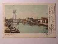 Elbląg Elbing stocznia statki 1903 litografia