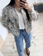 Lniana marynarka żakiet w kwiaty 100% len 42 XL