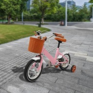 ROWER DZIECIĘCY 12 CALOWY ROWEREK Z KÓŁKAMI TRENINGOWYMI 2-4 LATKA RÓŻOWY