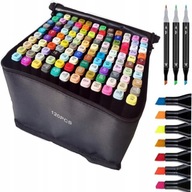 MARKERY ALKOHOLOWE 120 SZT Flamastry Mazaki Pisaki Dwustronne Pro + TORBA