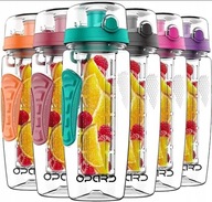 Butelka na wodę z sitkiem na owoce 0,95L z tritanu bez BPA CZERWONA