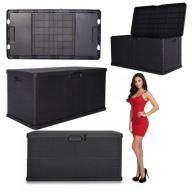 DUŻA SKRZYNIA OGRODOWA PLASTIKOWA NA ZABAWKI PODUSZKI NARZĘDZIA ZAMYKANA