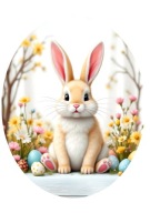 CUKROWY OPŁATEK NA TORT WYDRUK masa KRÓLICZEK ZAJĄCZEK WIELKANOC kwiaty