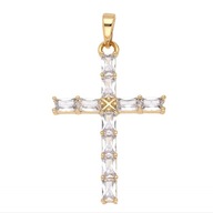 63334 ZAWIESZKA 18K POZŁACANA 45/25 MM "brylantowy" krzyżyk