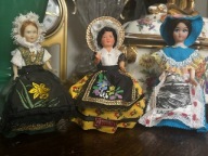 LALKA KOLEKCJONERSKA W STROJU LUDOWYM FRANCJA WŁOCHY PORTUGALIA - 3 SZT