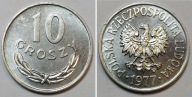 10 gr groszy 1977 MENNICZY st. 1 z rolki bankowej PIĘKNE