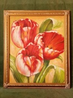 Tulipany - piękny duży obraz olejny ręcznie malowany na płótnie