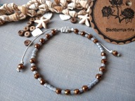 Camiguin TOHO bransoletka szara srebrna miedziana szkło BlackberriesArts