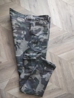 Spodnie męskie 48 bojówki moro elastyczne miękki jeans pas100