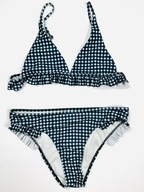 strój kąpielowy dwuczęściowy 38 kratka niebiesko czarny