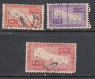 NEPAL Mi 82,83,86 MAPA z 1954