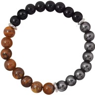 Bransoletka OCHRONNA Potrójna Moc ObSYdiAN TYgrYsiE OKO HEmaTYt 8mm