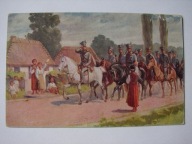 Wkroczenie Legionistów do Królestwa Polskiego - stara pocztówka