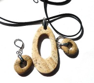 Jaspis obrazkowy, efektowna biżuteria w stylu boho, wisior i kolczyki