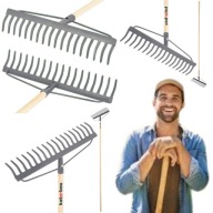 GRABIE METALOWE 46x154CM OGRODOWE GRABKI DREWNIANY TRZON WZMOCNIONE ZIEMIA