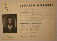 C P A STUDIEN - AUSWEIS, Frankfurt/Main, den 30.Mai 1967 rok - CIEKAWOSTKA