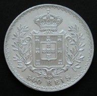 Portugalia 500 reis 1891 - król Carlos I - srebro