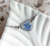 Bransoletka serce z niezapominajkami, prezent dla nauczycielki