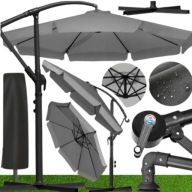 DUŻY PARASOL OGRODOWY SKŁADANY Z WYSIĘGNIKIEM FALBANĄ 350 CM + POKROWIEC